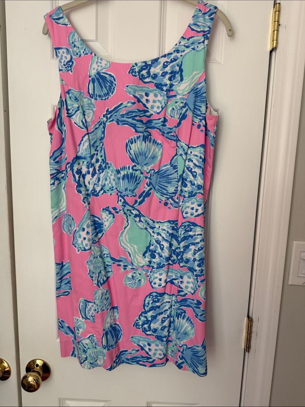 Lilly Pulitzer Pink Shell-Print Sleeveless Shift with Aqua & Blue Accents